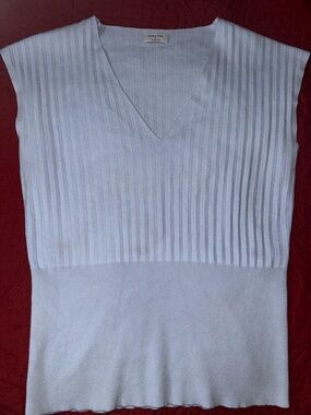 Babaton blue Ribbed V-Neck Sleeveless Knit Top size small